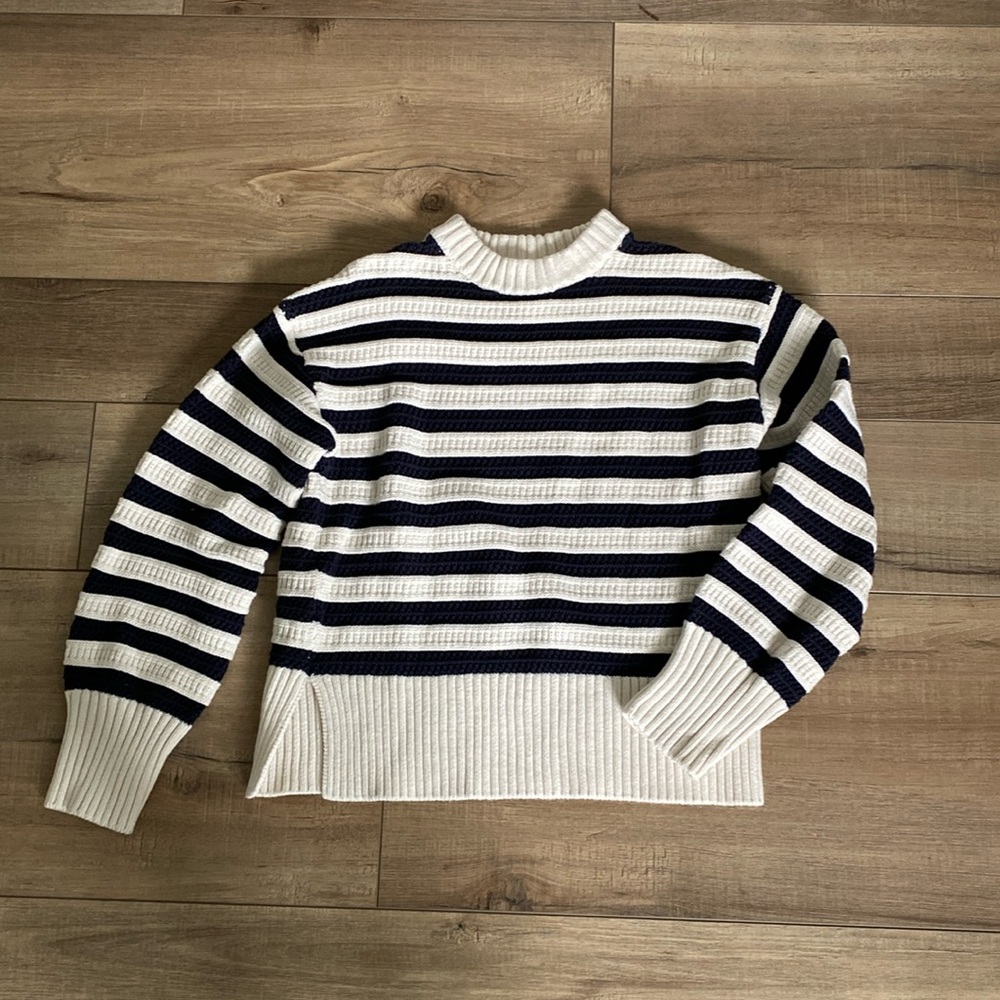 H&M Navy and Cream Striped Sweater